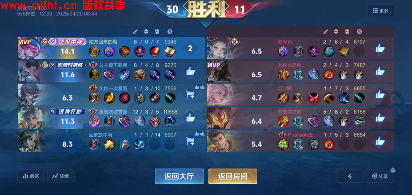 南方回来的雁:王者荣耀:顶级中路